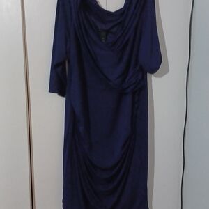 Classic Navy Draped Women’s Dress